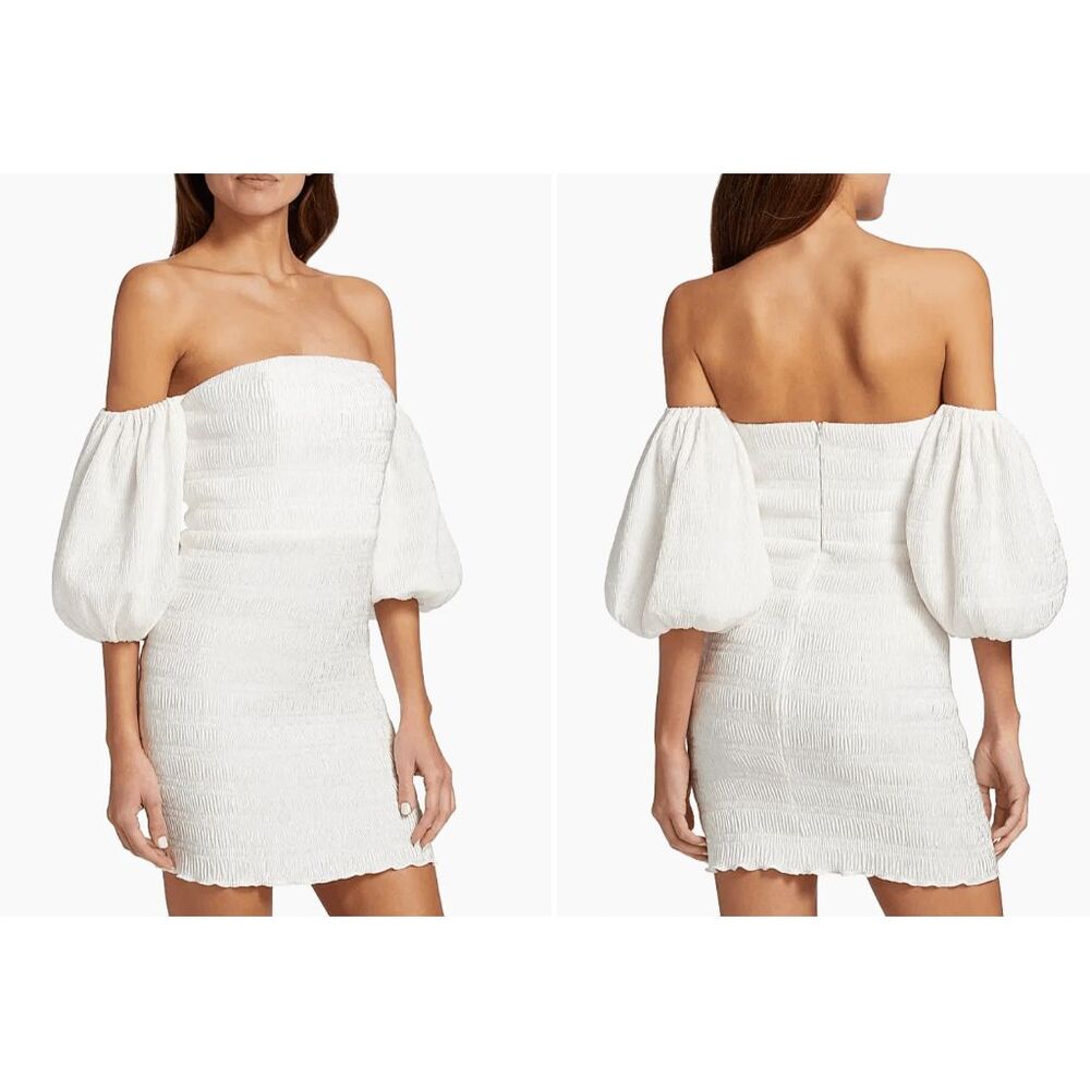L'Idée Art Deco Minidress in Blanc AU 6/US 2 $395
